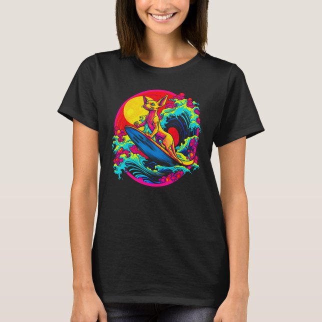Sphynx Hairless Cat Surf T-Shirt (Front)