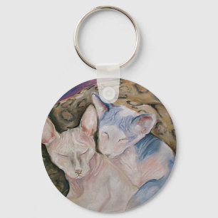 Sphynx Hairless kitties Keychain "The Couple"
