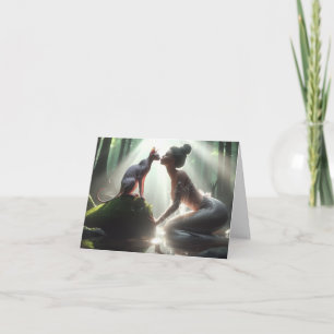 Sphynx Kissing Mermaid Greeting Card