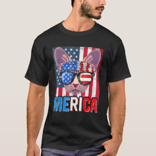 Sphynx Merica 4th Of July Cat American Meowica Hai T-Shirt