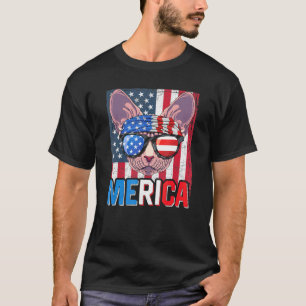 Sphynx Merica 4th Of July Cat American Meowica Hai T-Shirt