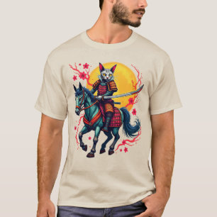 Sphynx Samurai Riding Horse - Cherry Blossom Sakur T-Shirt