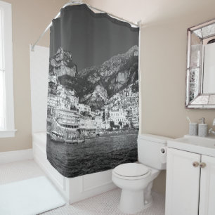 Spiaggia di Positano Marina Grande 2 - BW Shower Curtain