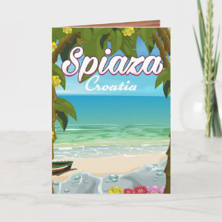 Spiaza Croatia beach vacation poster Holiday Card