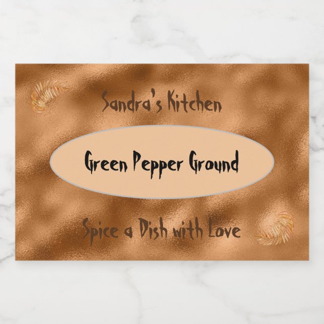 Spice Label for Jar Gold Glitter (Single Label)