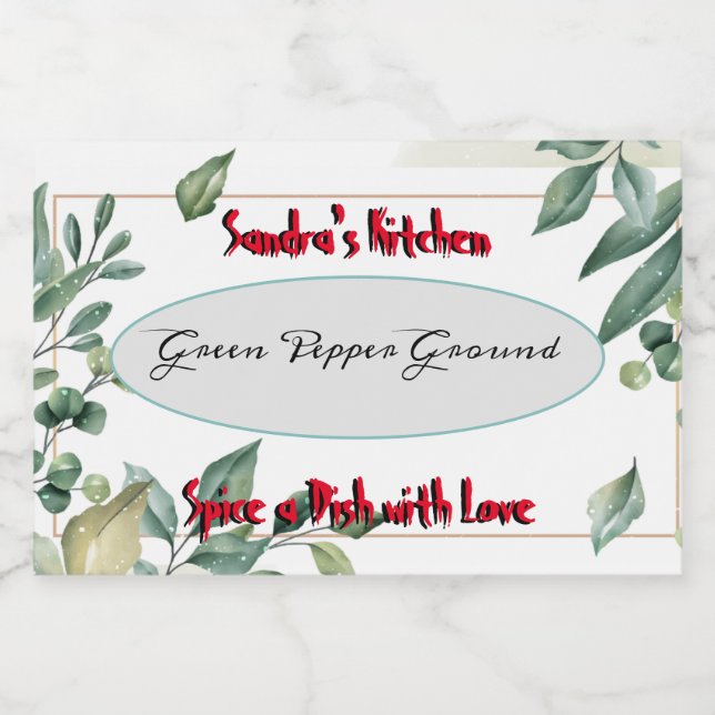 Spice Label for Jar Vintage Flowers & Herbs (Single Label)