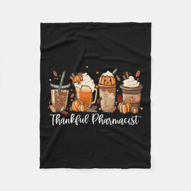 Spice Latte Fall Coffee Lover Thankful Pharmacist  Fleece Blanket (Front)