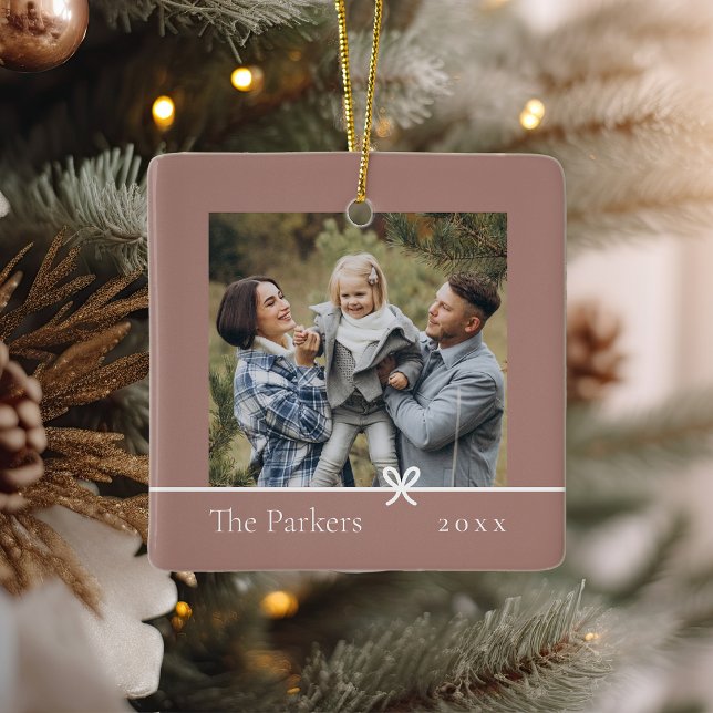 Spice | Minimalist Bow Double Sided Photo Ceramic Ornament (Creator Uploaded)