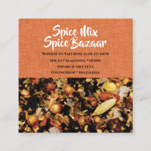 Spice mix photograph orange white modern chic square business card