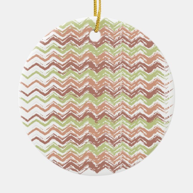 Spice Scribble Chevron ZigZag Ceramic Tree Decoration (Front)