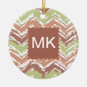 Spice Scribble Chevron ZigZag Ceramic Tree Decoration