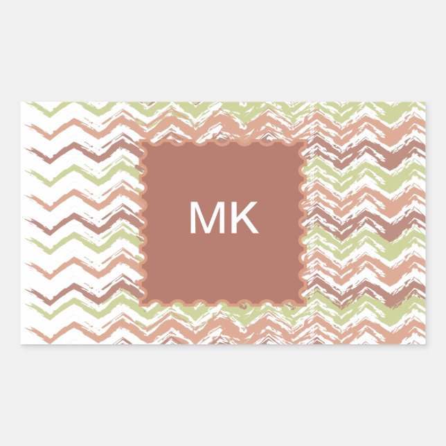 Spice Scribble Chevron ZigZag Rectangular Sticker (Front)
