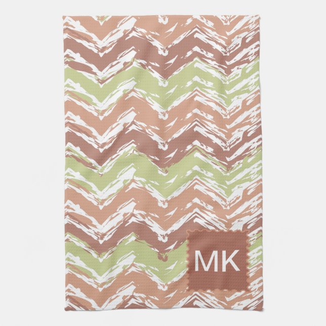 Spice Scribble Chevron ZigZag Tea Towel (Vertical)