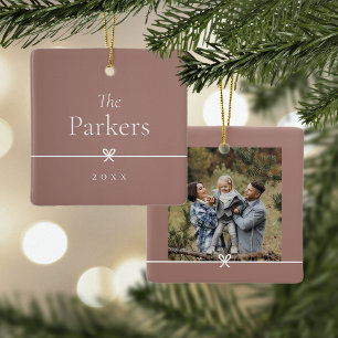 Spice   Simple Minimal Bow Photo Ceramic Ornament