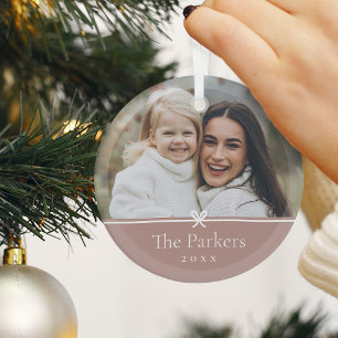 Spice   Simple Minimal Bow Photo Glass Tree Decoration