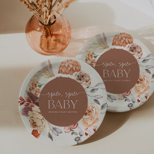 "Spice Spice Baby" Fall Pumpkin Baby Shower Paper Plate
