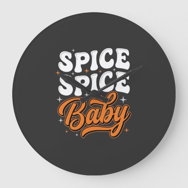 Spice Spice Baby Halloween Retro Typography Design Large Clock (Front)