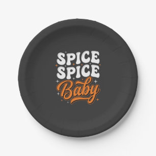 Spice Spice Baby Halloween Retro Typography Design Paper Plate