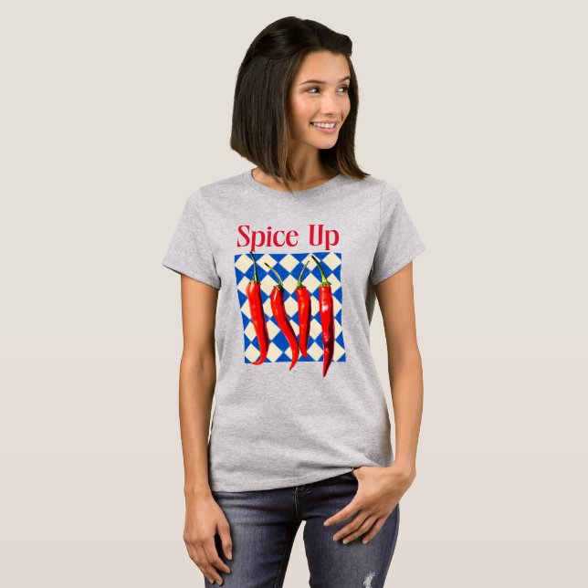 Spice Up Bold Chilli Pepper Bold  T-Shirt (Front Full)