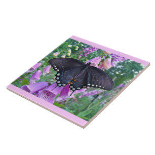 Spicebush Butterfly on Foxgloves Tile