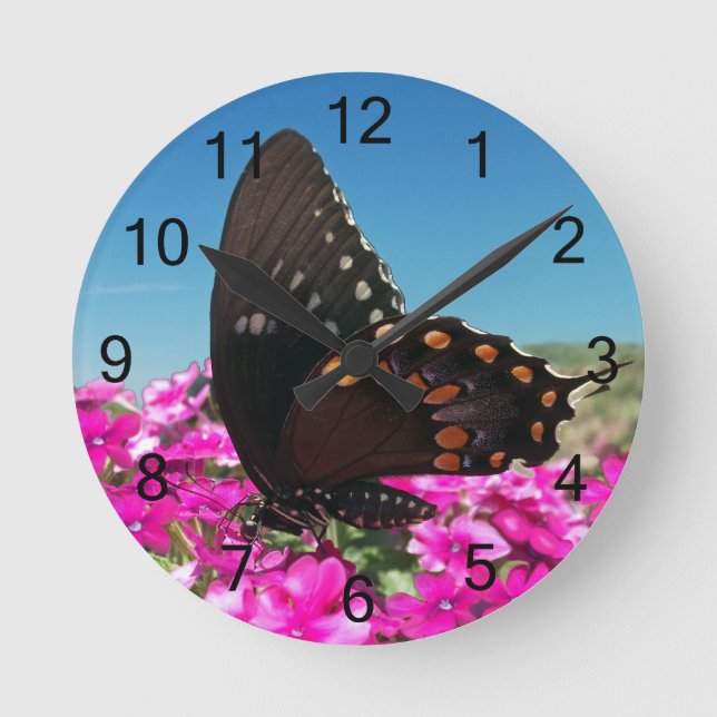 Spicebush Swallowtail Butterfly Round Clock (Front)