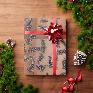 spiced orange with pine cones wrapping paper
