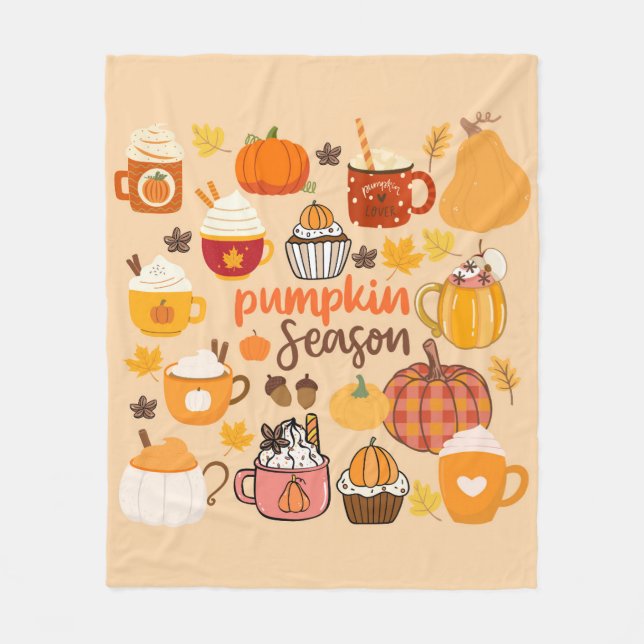 Spiced Pumpkin Season Fleece Blanket (Front)