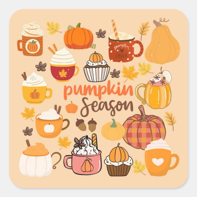 Spiced Pumpkin Season Square Sticker (Front)
