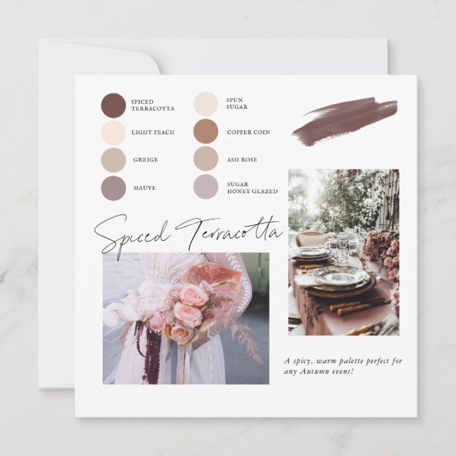 Spiced Terracotta Dusty Pink Peach Colour Palette  Invitation (Front)