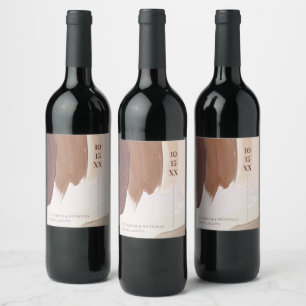 Spiced Terracotta   Monogram Wedding Wine Label