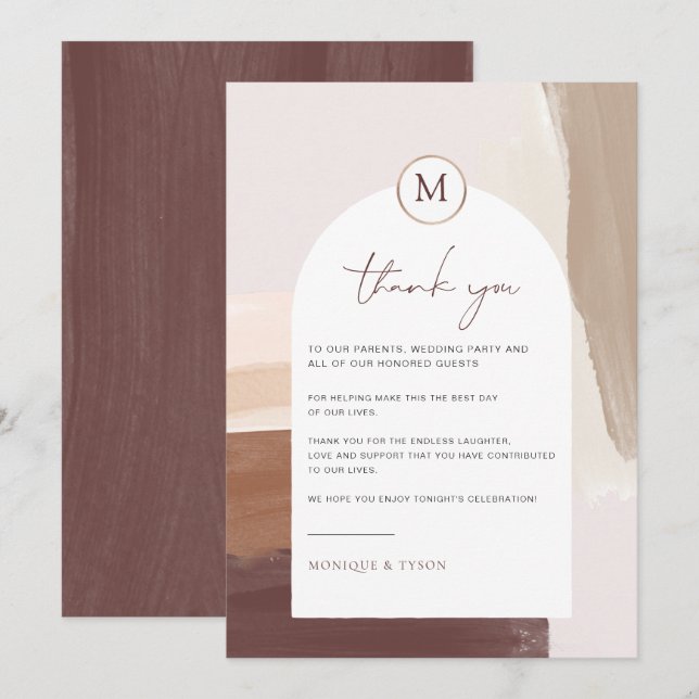 Spiced Terracotta | Wedding Table Thank You Card (Front/Back)