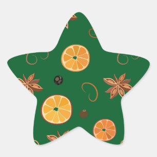 Spices and Oranges slices pattern Star Sticker