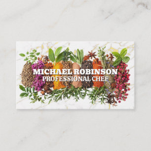 Spices Grouped on Marble Background Business Card