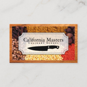 Spices in Piles   Wood Frame Business Card
