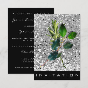 Spices Italian Chef Dinner House Silver Glitter Invitation