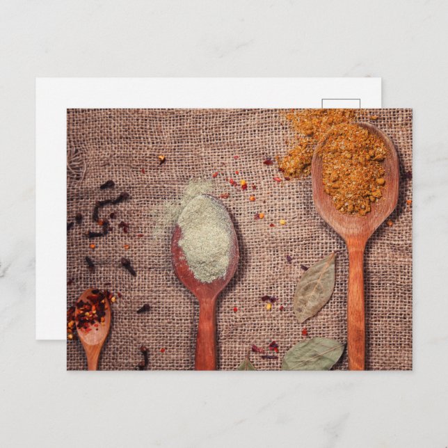 Spices on spoons postcard (Front/Back)