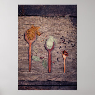 Spices on spoons poster