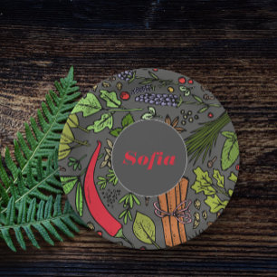 Spices pattern custom name grey paper plates