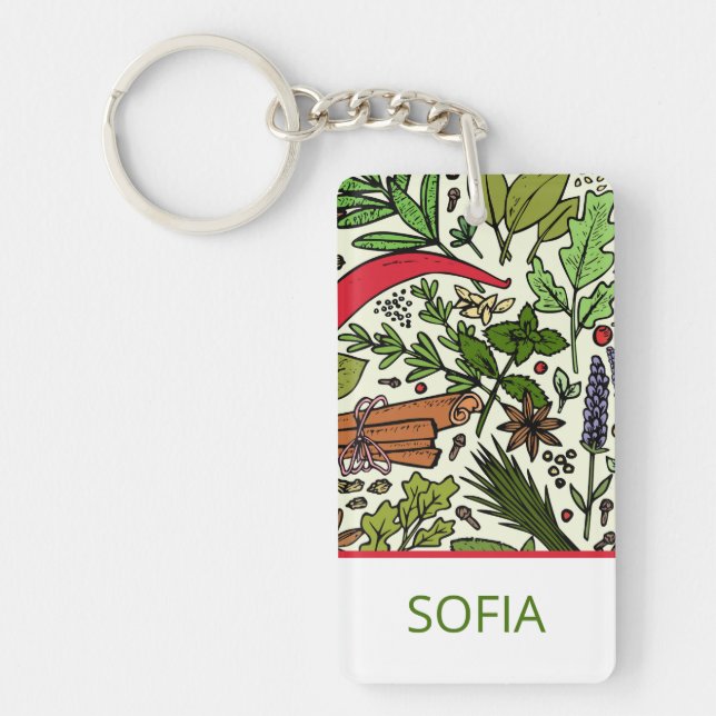 Spices pattern custom name key ring (Front)
