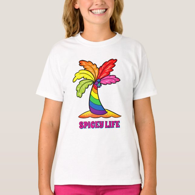  SPICeY LIFE Rainbow Palm  T-Shirt (Front)