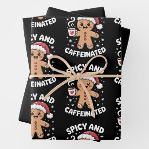 Spicy And Caffeinated Christmas Gingerbread Coffee Wrapping Paper Sheet