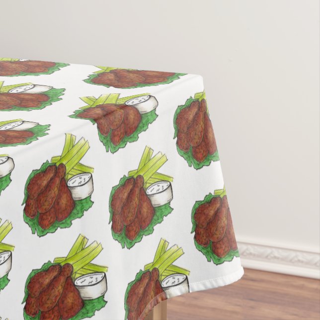 Spicy BBQ Buffalo Chicken Wings Bar Food Meat Tablecloth (In Situ)