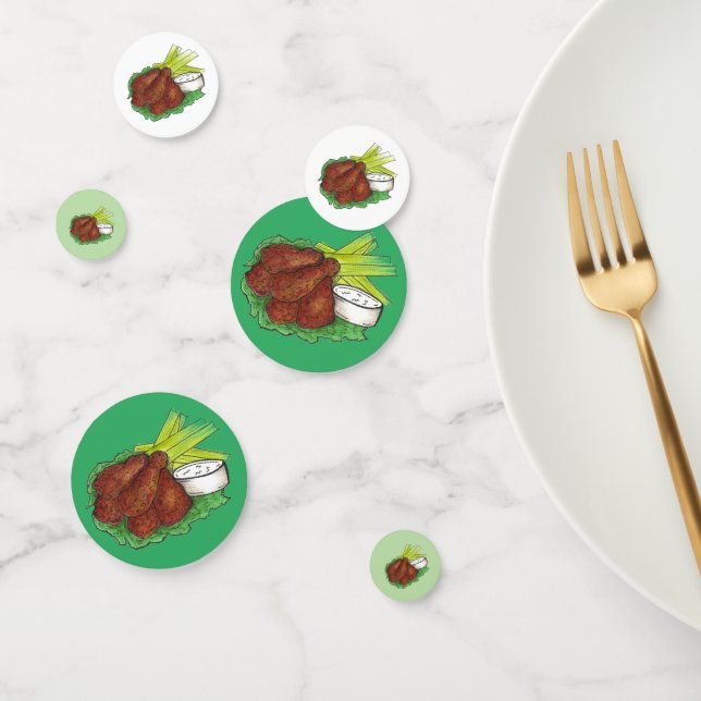 Spicy BBQ Buffalo Chicken Wings Tailgate Party Confetti (Group)