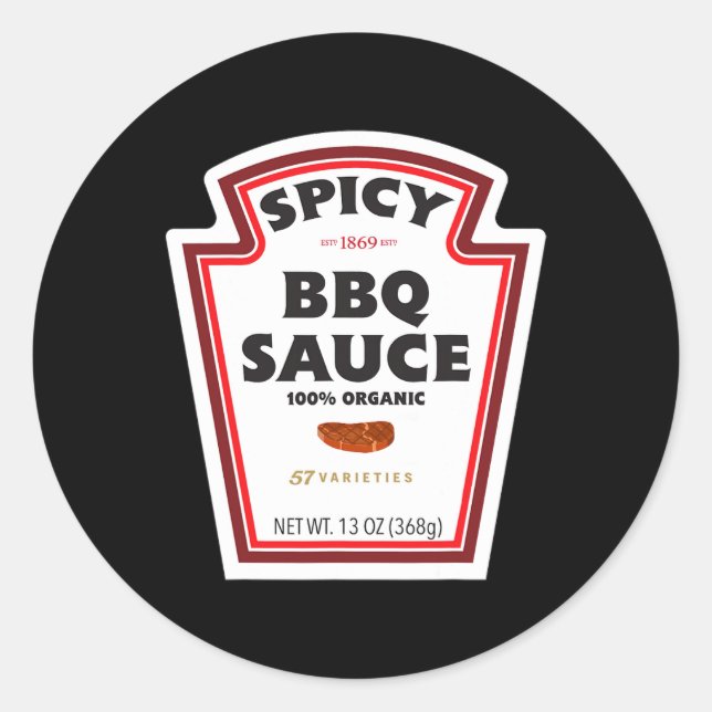 Spicy Bbq Sauce Bottle Label Funny Halloween Costu (Front)