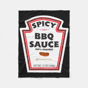 Spicy Bbq Sauce Bottle Label Funny Halloween Costu Fleece Blanket