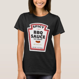 Spicy Bbq Sauce Bottle Label Funny Halloween Costu T-Shirt