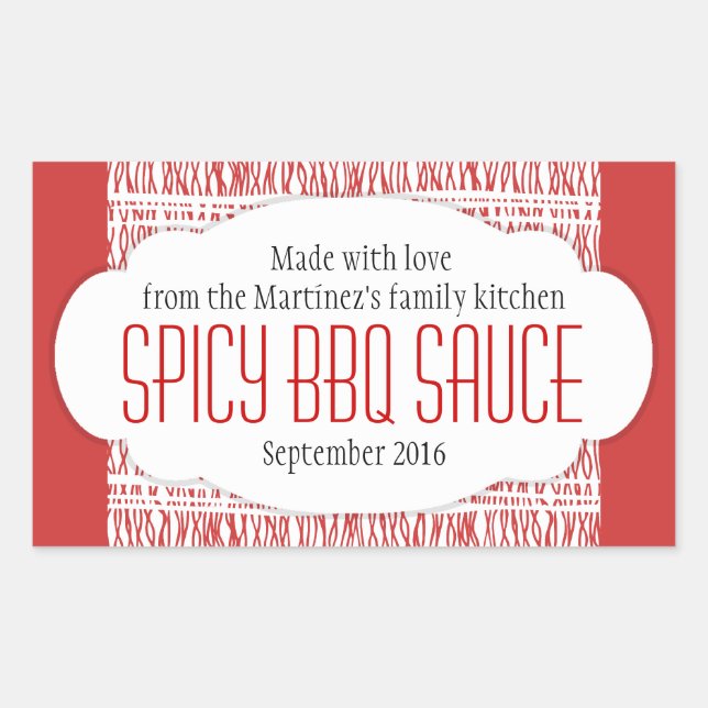 Spicy BBQ sauce red food label sticker (Front)