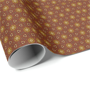Spicy Brown Yellow Masala Pattern Wrapping Paper
