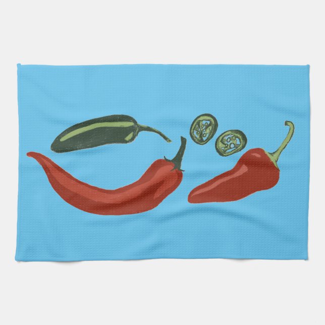 Spicy chiles jalapeno kitchen towel (Horizontal)