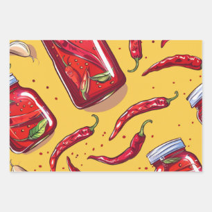 Spicy Chili Crisp Sauce Pattern – Bold and Flavorf Wrapping Paper Sheet